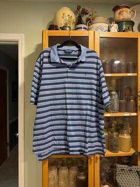 Polo Golf Ralph Lauren XXL Blue Striped 100% Pima Cotton Polo Shirt